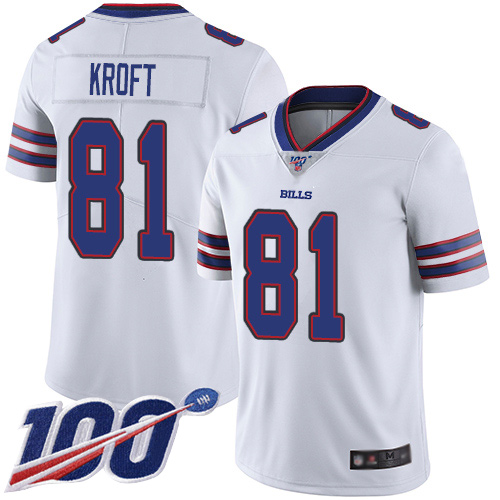 Men Buffalo Bills 81 Tyler Kroft White Vapor Untouchable Limited Player 100th Season NFL Jersey